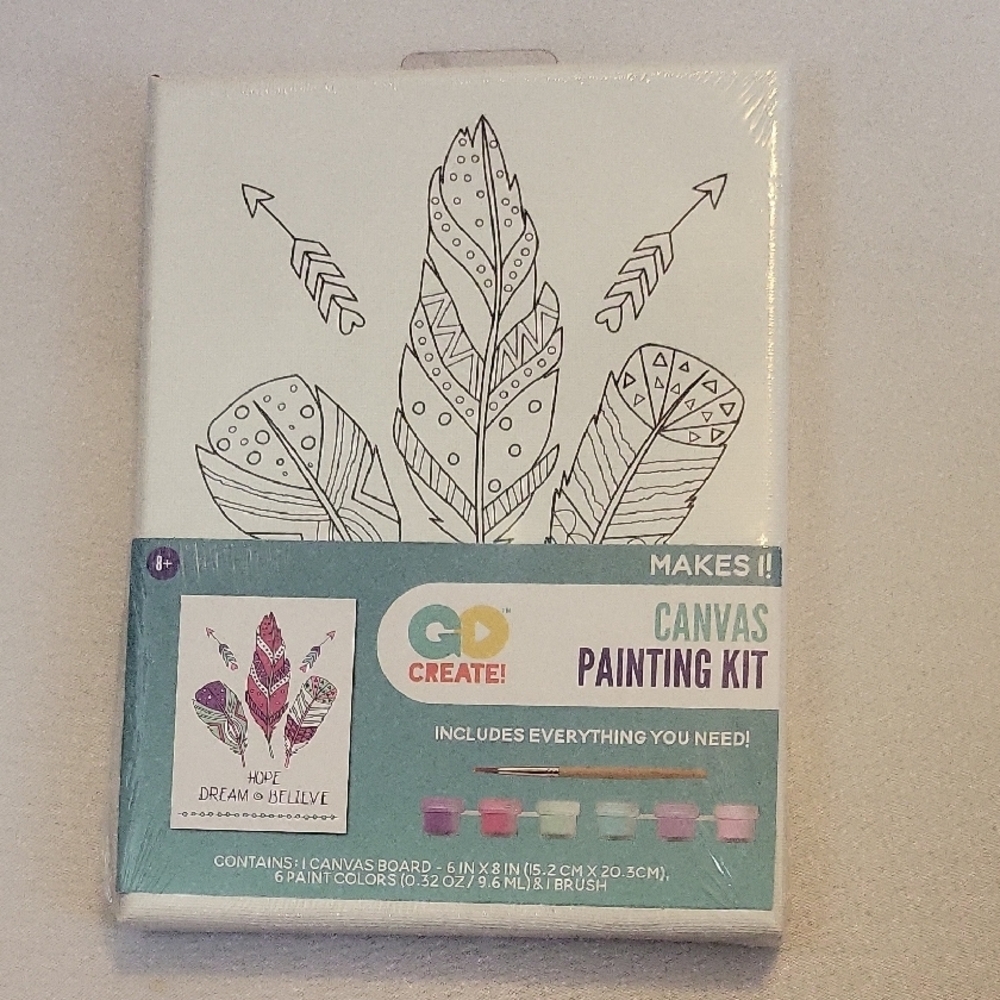 Go Create! Canvas Painting Kit with Feathers Design